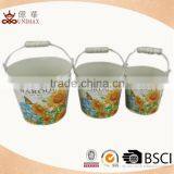 New style common design decal flower bucket with sunflower printed