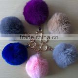 Factory wholesale Handmade 100% Real Rabbit Fur Ball keychain