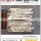 Line Grey Pure White Marble Polished Linear Splicing Mosaic Tile thumbnail-1