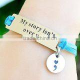 Adjustable Chain Microfiber Leather Cord Inspirational Charm Bracelet Supplier's Choice