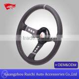 custom drifting steering wheel 330mm deep corn drifting style steering wheel wrapped with genuine leather steering cover