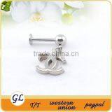 LR01135 Stainless Steel Dangle Cat Lip Ring thumbnail-5