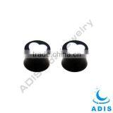 Custom Gauge Tapers Ear With White Heart