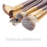 Hot Sell Wood Handle Synthetic Hair 12PCS Travelling Champagne Color Makeup Brush Set thumbnail-3