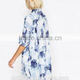Blue Oversized Print New Model Woman Blouse 2015 thumbnail-3