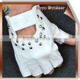 Cow Split Leather Gloves With Rivet, Fringerless, White,offer Protection, Also Allow Your Hands to Keep Cool