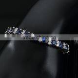 Wholesale Jewelry Sapphire Gemstone Tennis Bracelet in White Gold Plated thumbnail-5