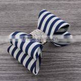 High Quality Stripe Satin Bowknots Rhinestone Center Designer Baby Headbands thumbnail-4