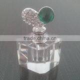 Small Empty Clear Crystal Perfume Bottle With Jewelled Metal Alloy Top thumbnail-1