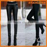 Readymade Women Cheap Cool PU Thermal Trousers