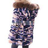 2015 New Design Little Girls' Camouflage Down Jacket With Fur Hoody thumbnail-5