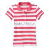 Bulk Yarn Dyed Strip Women Brand Latest Design Two Color Polo Shirt thumbnail-3