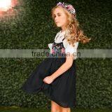 S60722B Childs Girls Dress Fake Two Pieces Embroidery Flower Print Summer Dress thumbnail-3