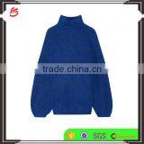 High Quality Royal Blue Knitted Wool Cashmere Sweater Women's thumbnail-1