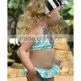 Newest Girl Swimsuit With Turquoise And Black Floral Bikini Girl Beachwear Girls Clothing G-NP-TR905-321 thumbnail-3