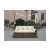 White Roofed Outdoor Rattan Daybed For Balcony / Poolside / Beach