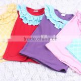 2015Hot Sale Baby Girls Solid Cotton Petti Top Ruffle Bib Vest Tank Top For Baby Clothes Cute Kids T shirts Child Clothing