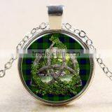 XP-TGN-LT-125 Free Sample Mandala Time Gemstone Round Glass Antique Gem Life Tree Charm Cabochon Necklace In Glass