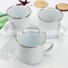 Wholesale Ceramic Cup With Stainless Steel Rim, Personalized Enamel Coffee Camping Mug thumbnail-3
