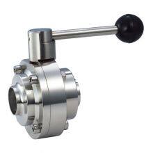 Stainless steel sanitary food degree welded clamped threaded butterfly valve DIN SMS ISO