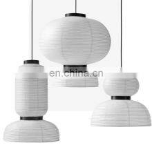 White Paper Pendant Light With Black Finish And Milky Hotel Chandelier LED Lights thumbnail-4