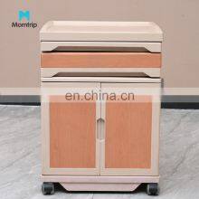 Wholesale Luxurious Equipment Hospital Wooden Color Abs Plastic Bedside Table ,Patient Cabinet With Castors