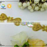 Gold Trim Wedding Bridal Dress Belt Sash Rhinestone Applique thumbnail-2