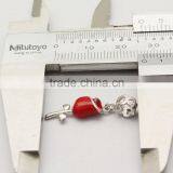 Valentines' Day 925 Sterling Silver Rose Dangle Charms Red Enameled for DIY European Bracelet Jewelry thumbnail-5