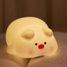 EGOGO Pig Silicone Baby Lamp Sensitive Tap Control Animal Induction Table Lamp Soft Smart Night Light For Kids thumbnail-4