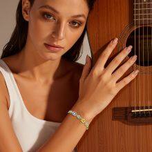 Square and Round Multicoloured Semi-Precious Stone Mosaic Design Jewellery Bracelet/Necklace Unisex Copper Jewellery thumbnail-3