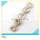 Gold Metal Buckle Clear Rhinestone Chian Diamond Clothing Decoration Chian 1.5x8.5cm