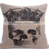 Soft Linen Cotton Material Pillow Case for Car Sofa Home Decor Customized Cushion Cover Case Skull Printed thumbnail-3