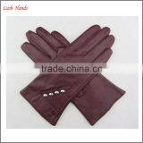 Ladies Fashion Red Nappa Sheep Leather Gloves thumbnail-2