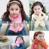 Wholesale Sweet Cute Bear Flower Pattern Plain Fleece Fashion Baby Kids Girls Winter Scarf thumbnail-3