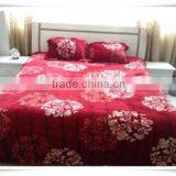 3 Pcs 100% Polyester Red Flower Print Flannel/coral Fleece Blanket/throw thumbnail-1