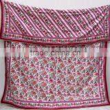 Multi color hand block printed cotton quilt