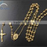 wholesale bead rosary stainless steel gold plated rosary necklace