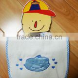 infants & toddlers&children's cotton baby bibs customized embroidered blue baby logo bib-20 for baby