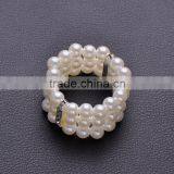 elastic pearl Wedding Rhinestone Napkin Rings with spacer,50mm inner size, outer size:55mm,pure white pearl