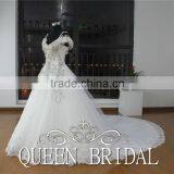 Luxury Ball Gown Sew On Crystal Beaded Saudi Arabian Wedding Dress thumbnail-2