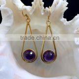 Amethyst Vermeil Designer Sterling Silver Earrings,Gold Polished 925 Sterling Silver Jewelry,Designer Earrings Fashion Jewelry thumbnail-1