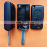Citroen 407 blade 2 buttons flip remote car key shell ( HU83 Blade - 2Button - No battery place )