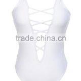 White Sexy Plunge Crisscross Open Bikini With Scoop Back PW- LC41071 thumbnail-3
