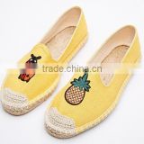 embroidery decorated upper cheap casual shoes jute sole espadrilles fancy fashion shoe ladies flat loafer shoes espadrille