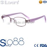 Fashion Classic Full Metal Frame With Diamond Pink Acetate Temple For Female Optical Frame Eyewear