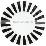Black and White Stripe Paper Plates Pack Includes 12 Paper Plates Size 9" (23cm)