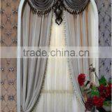 European Classical Solid Beige Velvet Wedding Door Window Curtain, Ready Made Valance Arched Door Curtain thumbnail-1