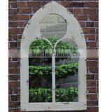 Antique White Outdoor Metal Framed Mirror thumbnail-1