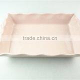 Stocklot Light Glaze Rectangular Shape Ceramic Bakeware With Handles thumbnail-1