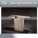 Modern Nature White Marble Travertine Console Table With Glass Top